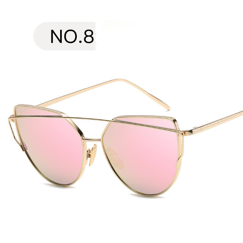 Design Mirror Rose Gold Vintage Cateye Fashion Sun Glasses Lady Eyewear