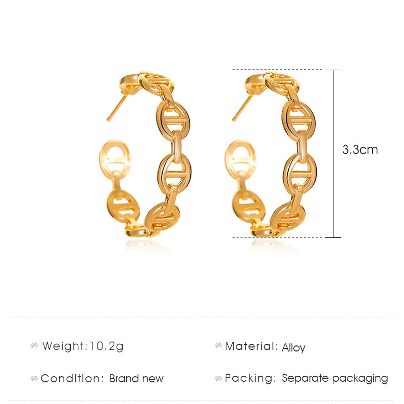 Exaggerated Geometric Hollow Cold Wind C-Shaped Earrings