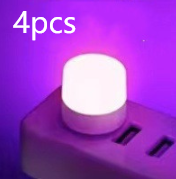 USB Plug Lamp Computer Mobile Power Charging USB Small Book Lamps LED Eye Protection Reading Light Small Round Light Night Purple