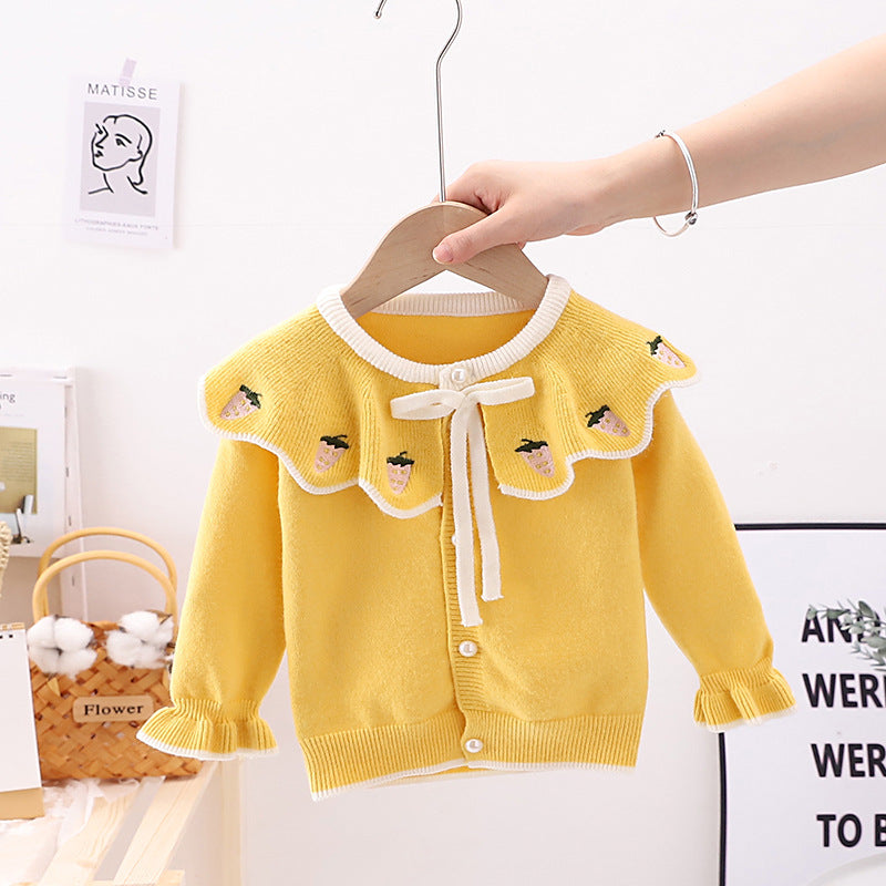 Girls' Cardigan Children's Trendy Style Knitted Sweater Top