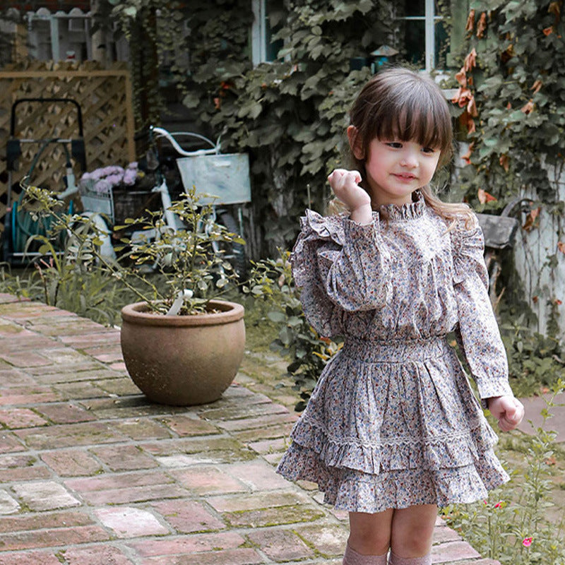 French Ruffled Floral Shirt For Children Girl