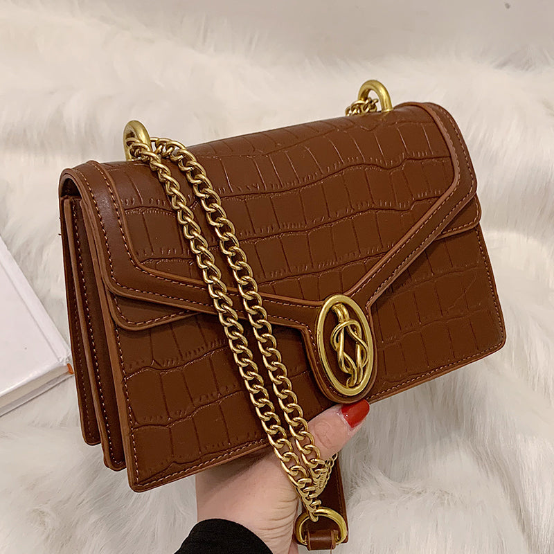 Autumn And Winter New Trendy Fashion Stone Grain Crossbody All-match Ins Chain Shoulder Bag