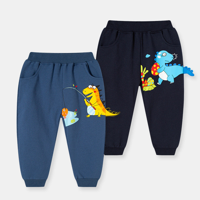 Fashion Children's Sports Dinosaur Cartoon Casual Trousers Boys Knitted Guard Pants