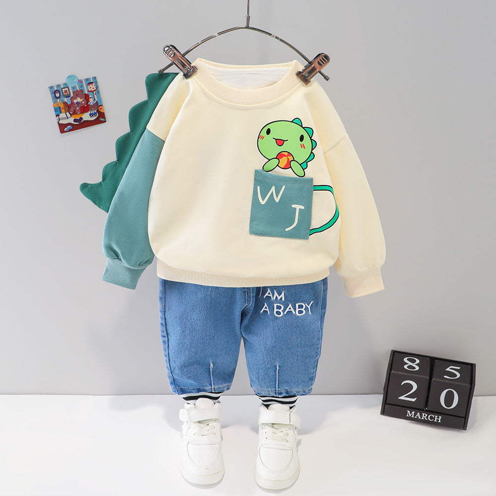Children's Cute Printed Sweater Long-sleeved Suit