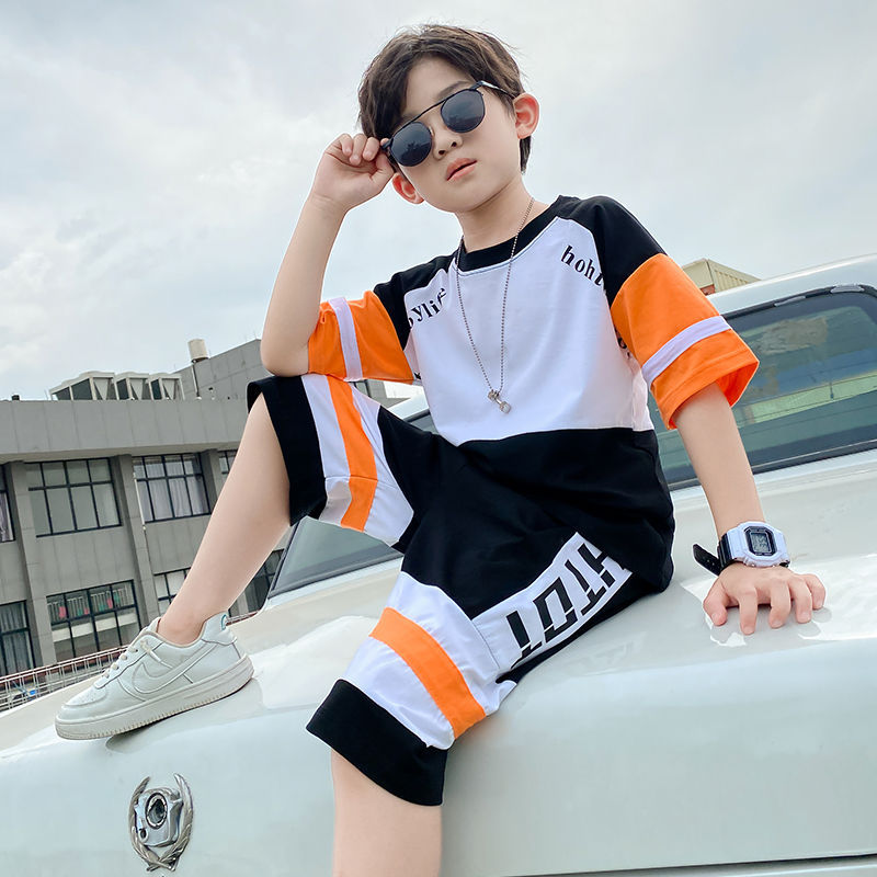 Short Sleeved Sports Handsome Summer Two Piece Trendy Boy Summer Suit