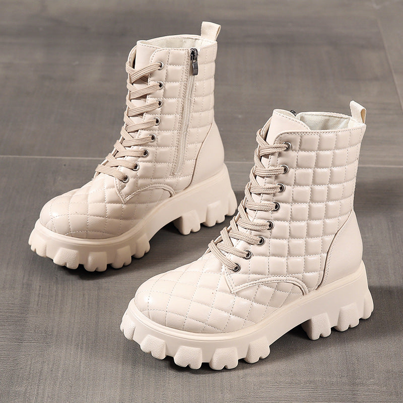 New Style Lace-up Women's Leather Boots For Autumn And Winter