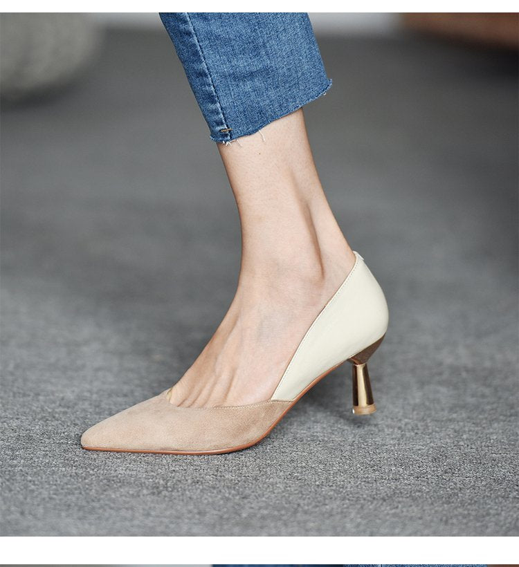 Women's Nude Autumn Pointed Toe Pumps