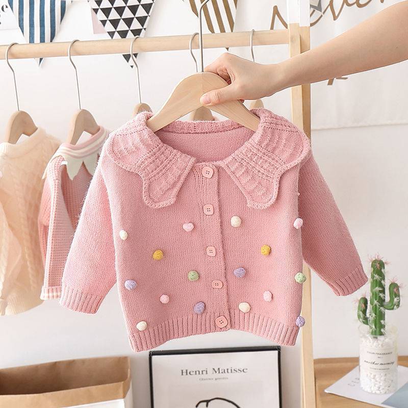 Girls' Knitted Cardigan Fashionable Baby Bottoming Long Sleeve