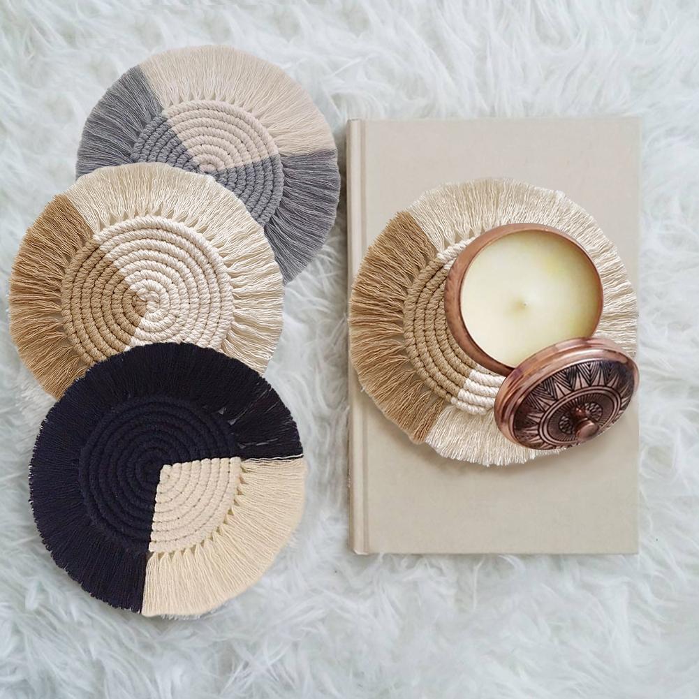 Handwoven Macrame Coasters Cotton Rope Braided Placemats