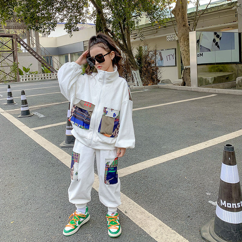 Girl Spring Casual Western Style Fashionable Two-piece Sports Suit