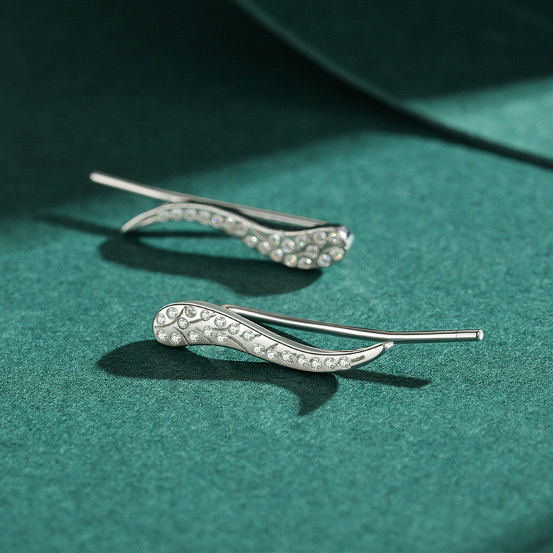 925 Sterling Silver Full Diamond Abstract Snake-shaped Earrings