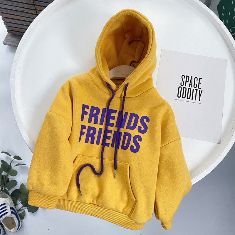Children's Winter Color Letters Padded Hooded Sweater