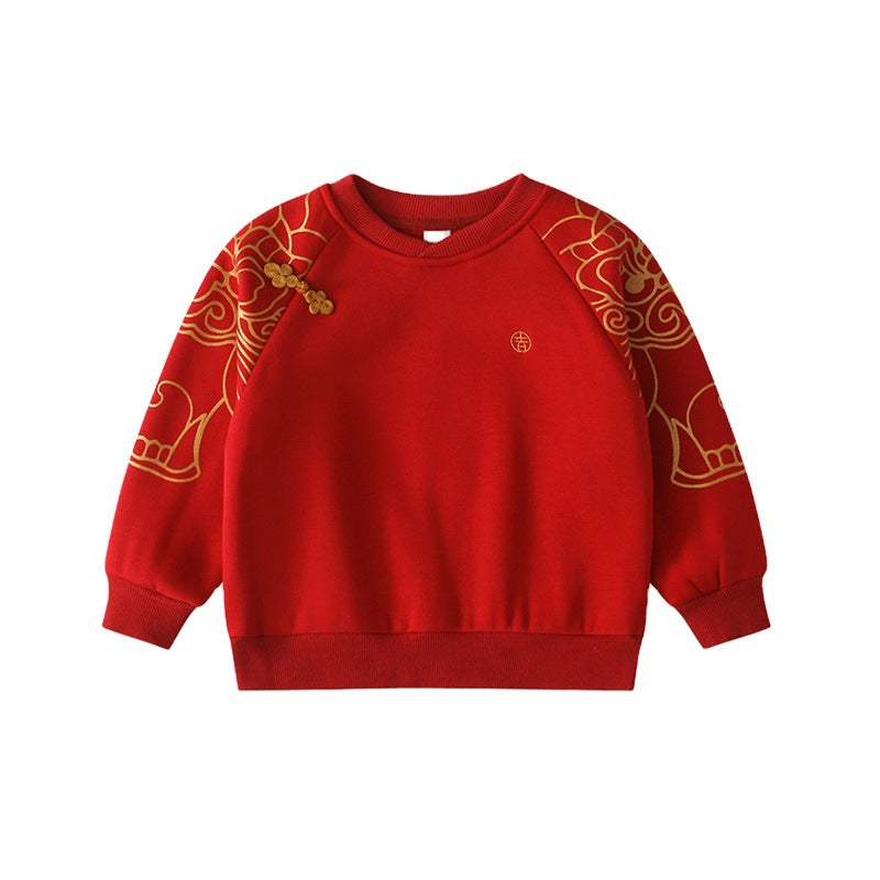 Children's Sweater Winter Chinese Style Boy New Year's Hoodie