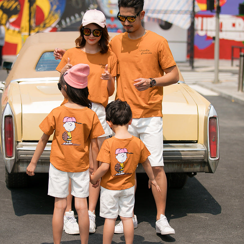 Parent-child Clothing Family Clothing Cotton Short-sleeved T-shirt Couple Suit