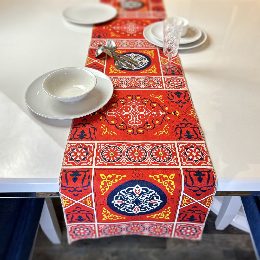 dining table with a runner