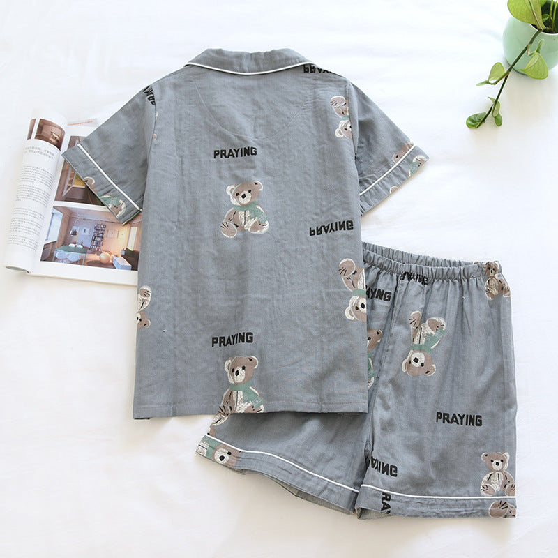 Couple Short-sleeved Shorts Cartoon Thin Men's Spring And Autumn Home Service Suit