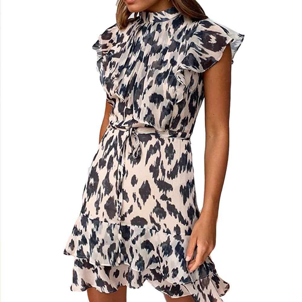 Women's Leopard Print Slim Waist Dress