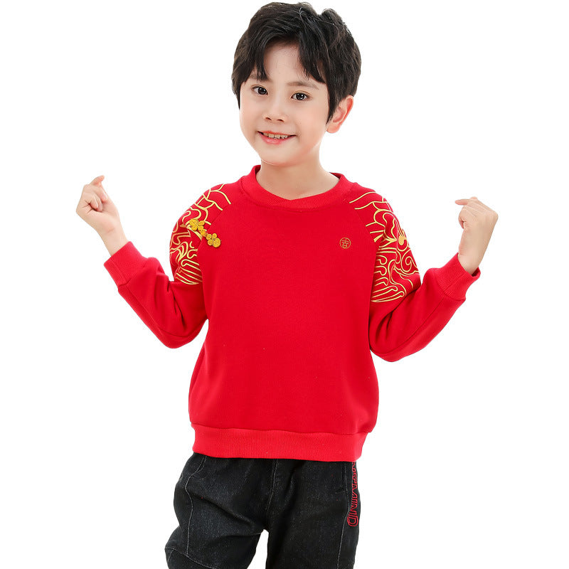 Children's Sweater Winter Chinese Style Boy New Year's Hoodie