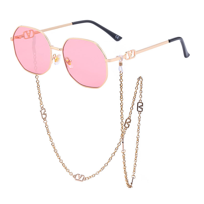 Anti Drop Chain Lanyard With The Same Irregular Sunglasses Women's Trend