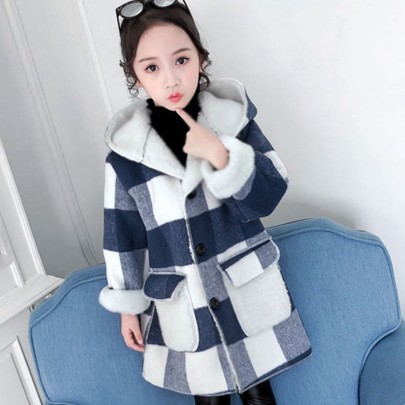 Children's Clothing Girls Thick Woolen Overcoat Winter Clothes