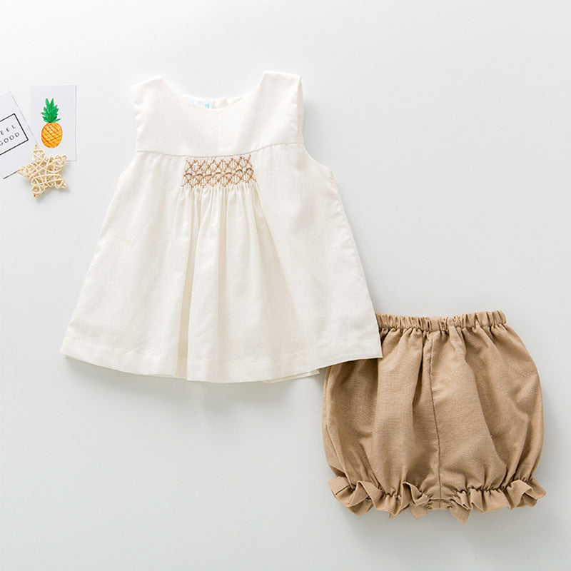Girls summer new two-piece sleeveless suit in Europe and America