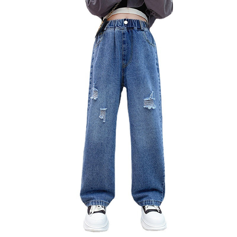 Loose Middle-aged Kids Children's Wide-leg Jeans