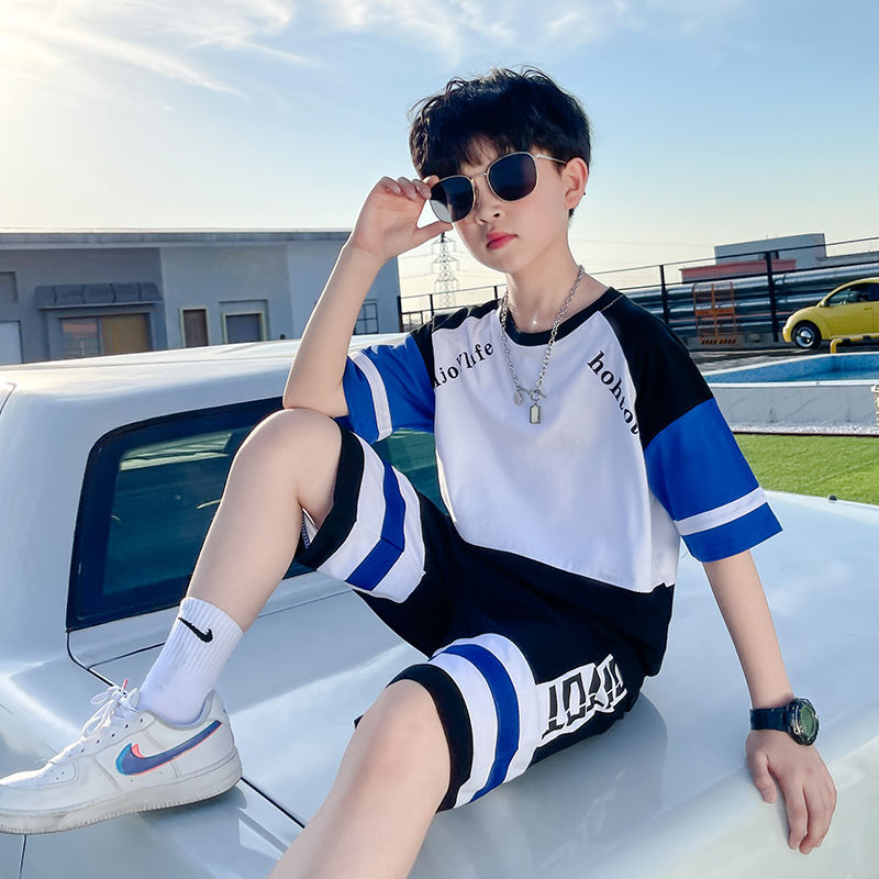 Short Sleeved Sports Handsome Summer Two Piece Trendy Boy Summer Suit