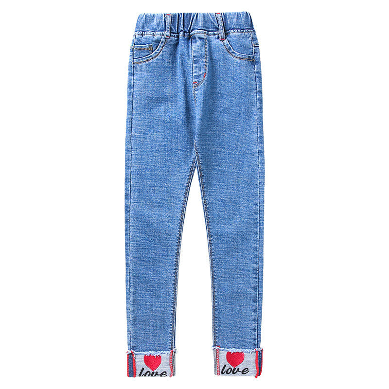 Embroidered Casual Denim Trousers