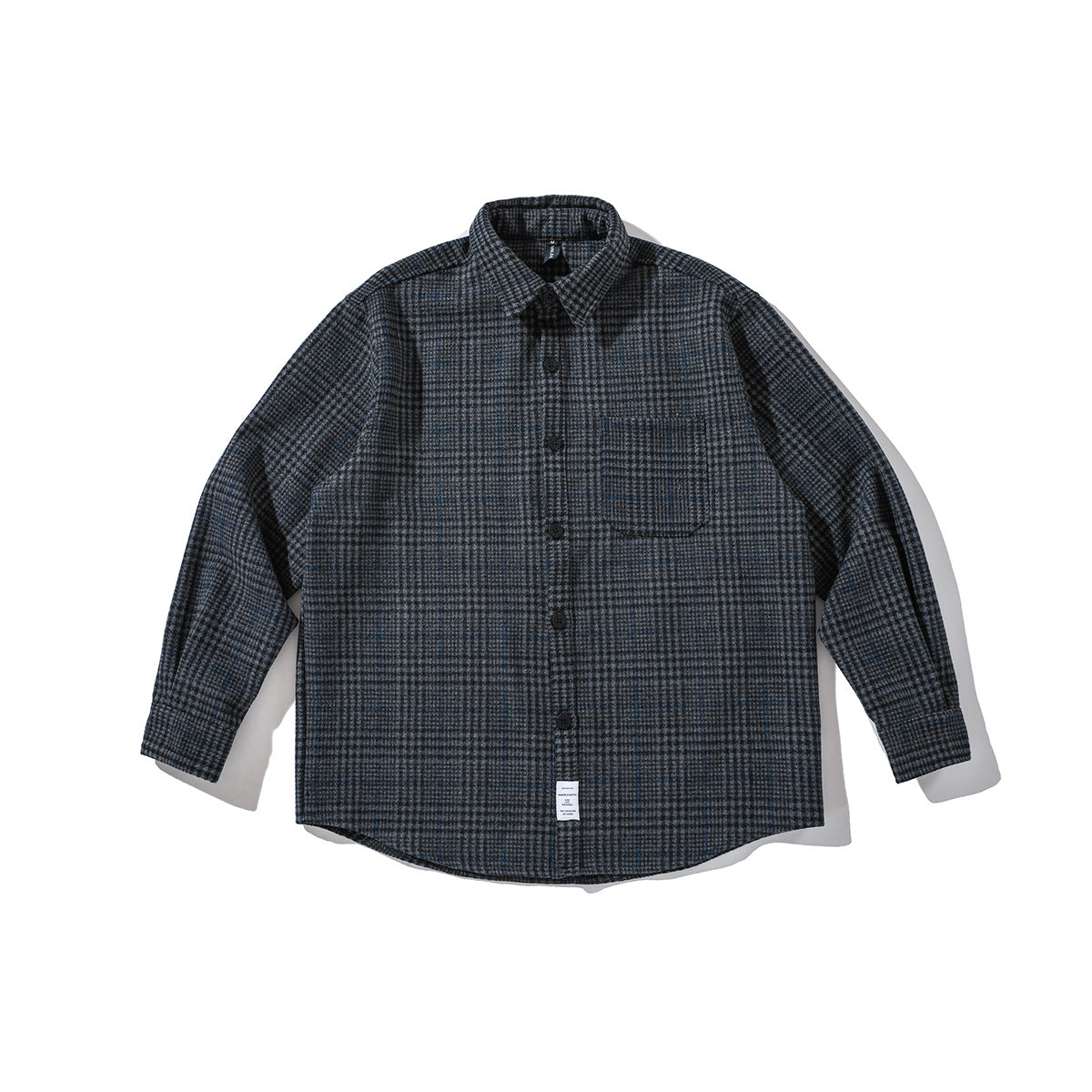 Men's Retro Tooling Plaid Long Sleeve Woolen Shirt Casual