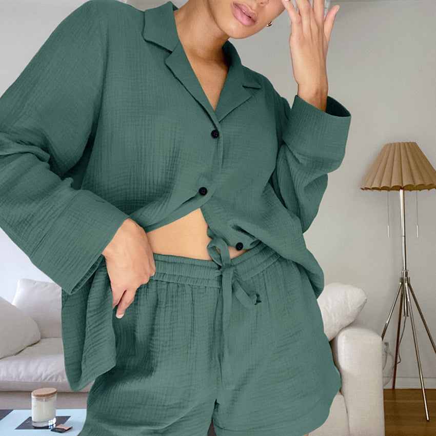 Cotton Gauze Comfortable Green Ladies Pajamas