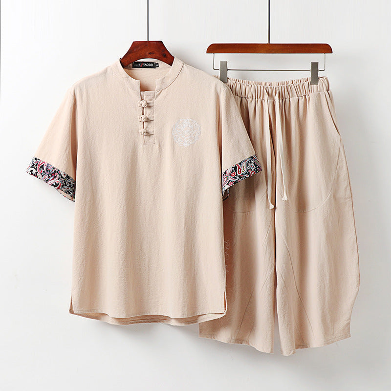 Linen Short-sleeved Suit Men's Summer Thin Section
