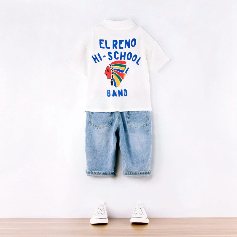 Boys Polo Shirt Jeans Suit Western Style