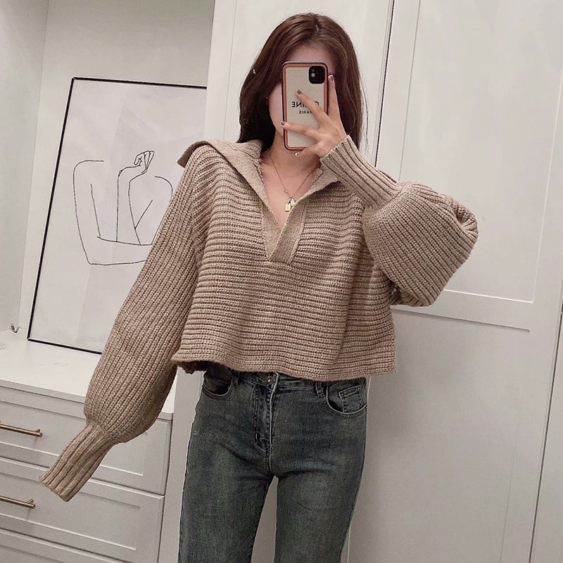 Simple And Fashionable Solid Color Loose Sweater