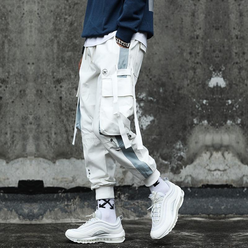 Drawstring Pants Pants Hip Hop Loose Stitching Contrast Color Casual Pants Boys Overalls