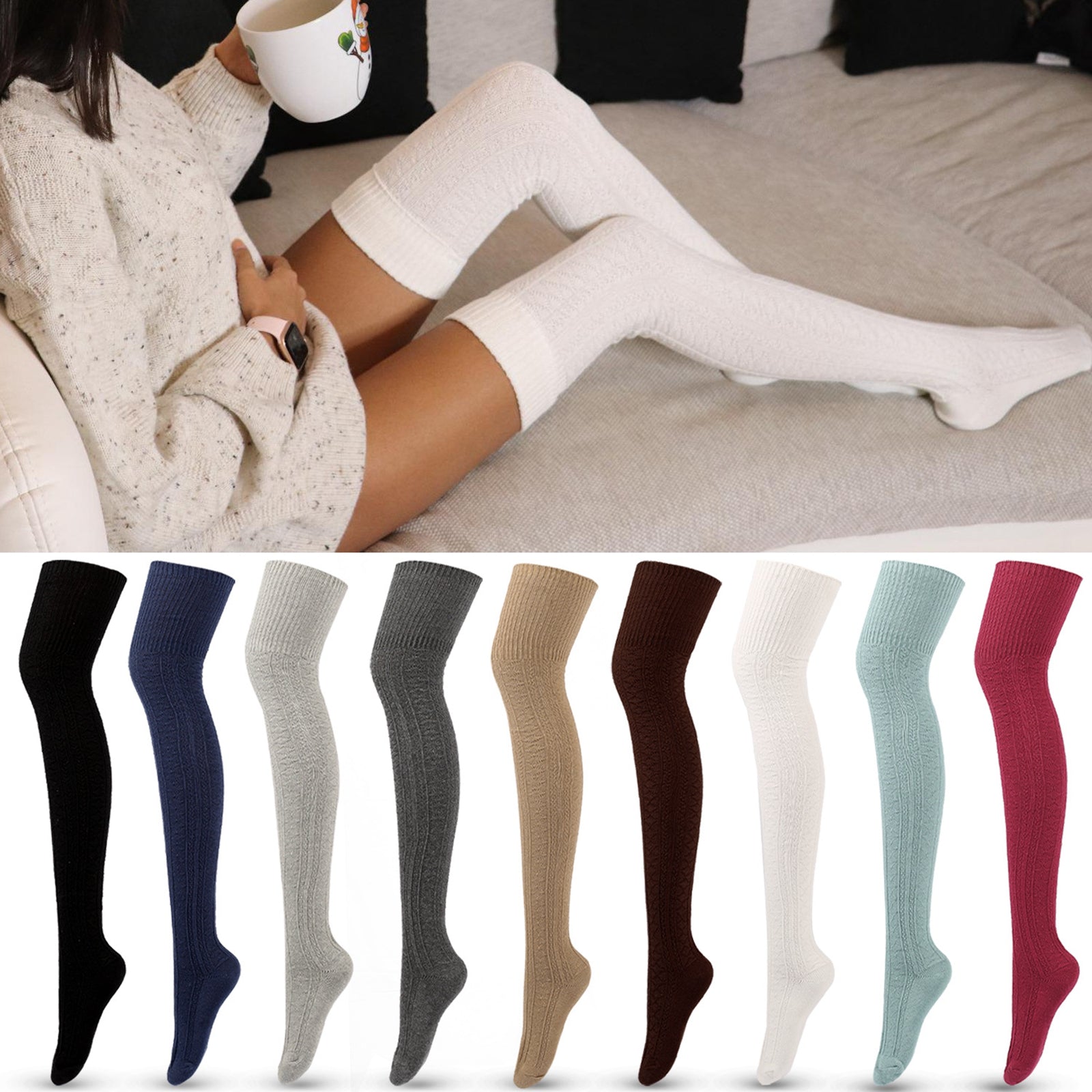 Fall Winter Japanese Long Twist Stockings Cotton Retro Student Thigh Socks