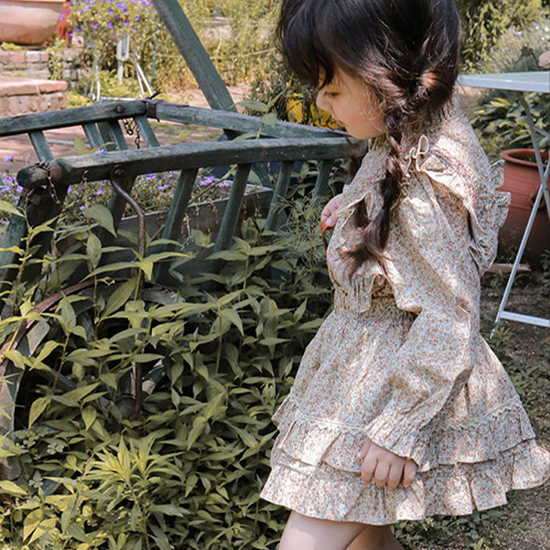 French Ruffled Floral Shirt For Children Girl