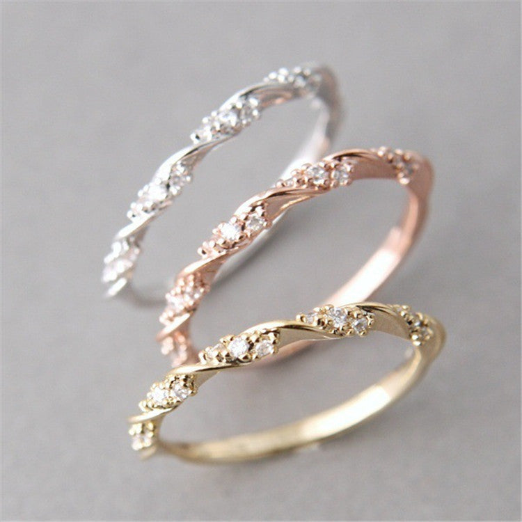 Women's Simple Diamond Twist Ring