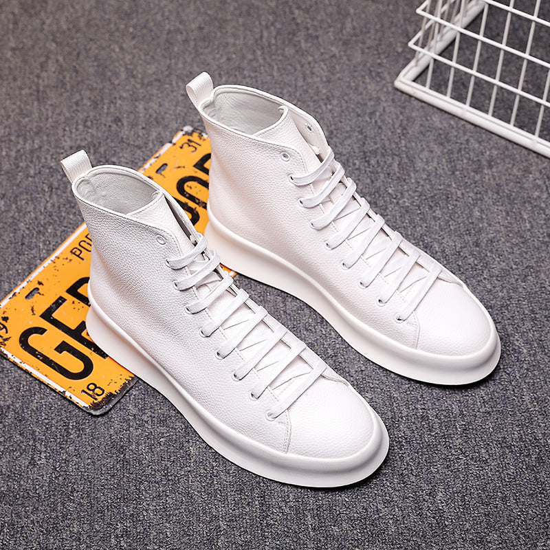 Men's Sports Solid Color Leather Sneakers