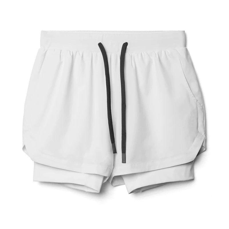 Sports Casual Shorts Double Layer False Two Pieces