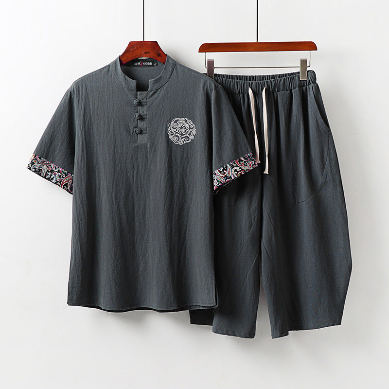 Linen Short-sleeved Suit Men's Summer Thin Section