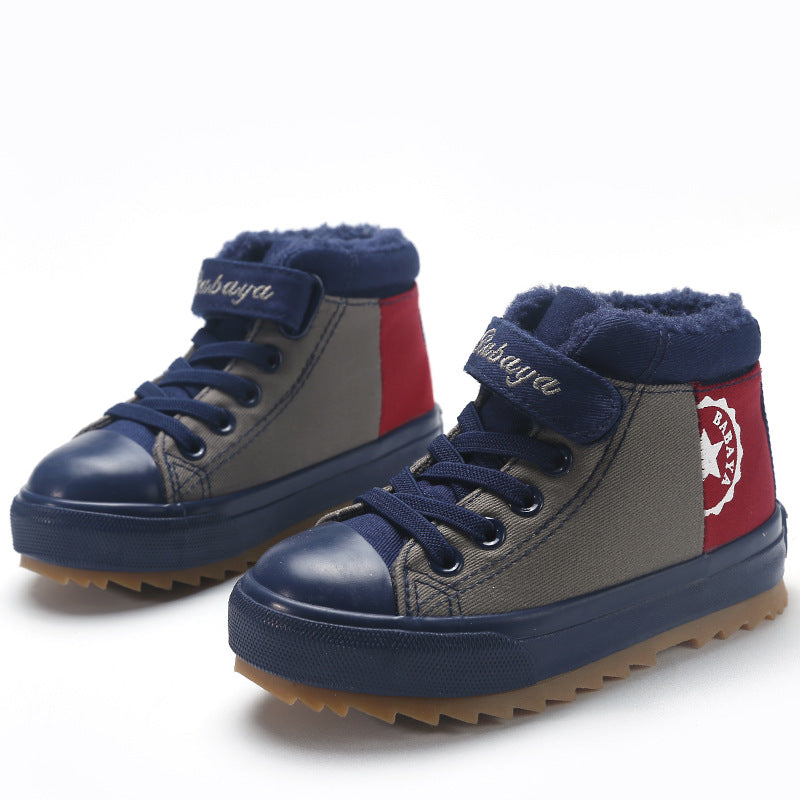 New Winter High-top And Velvet Warm Cotton Shoes For Boys
