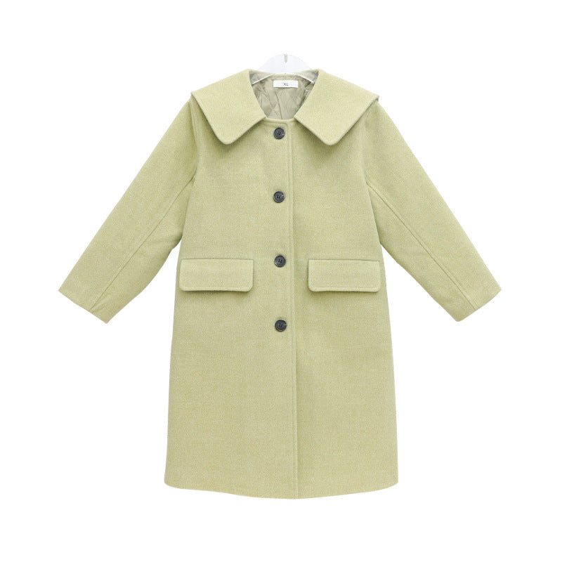 Baby-collar Middle And Big Children's Woolen Coat With Cotton Padded