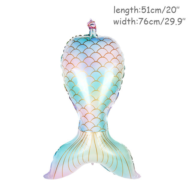 Mermaid Theme Latex Aluminum Foil Shell Fishtail Balloon