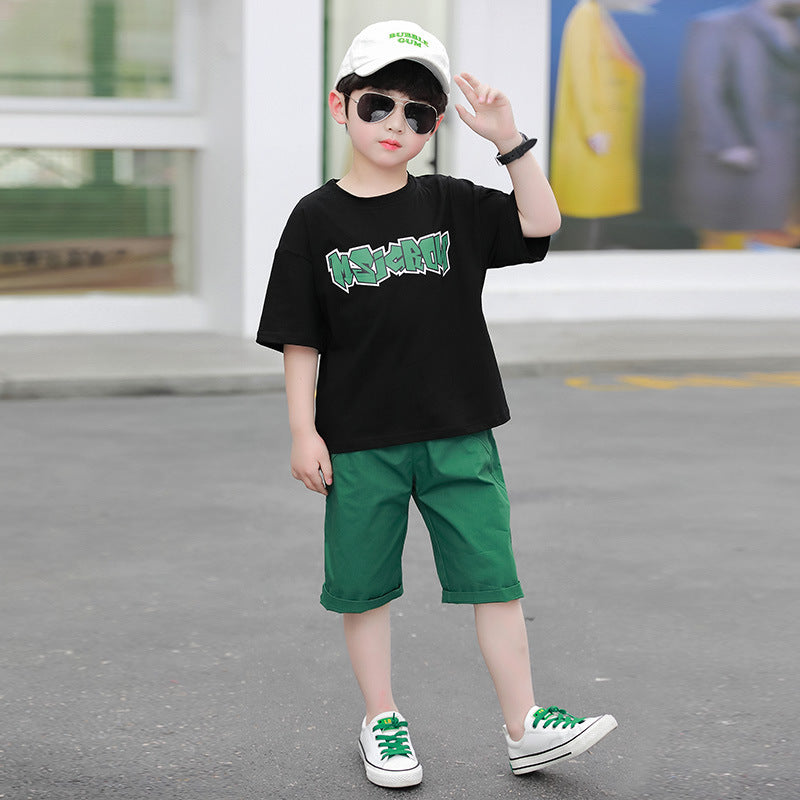 Children's Short-sleeved Cotton Thin Two-piece Suit