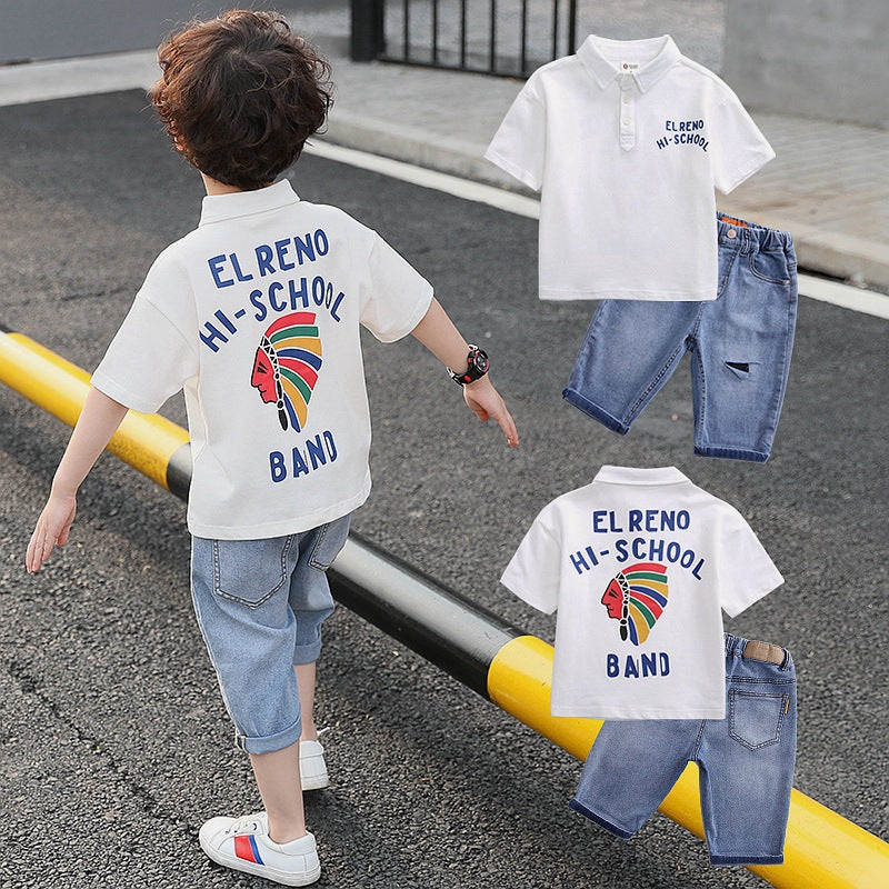 Boys Polo Shirt Jeans Suit Western Style