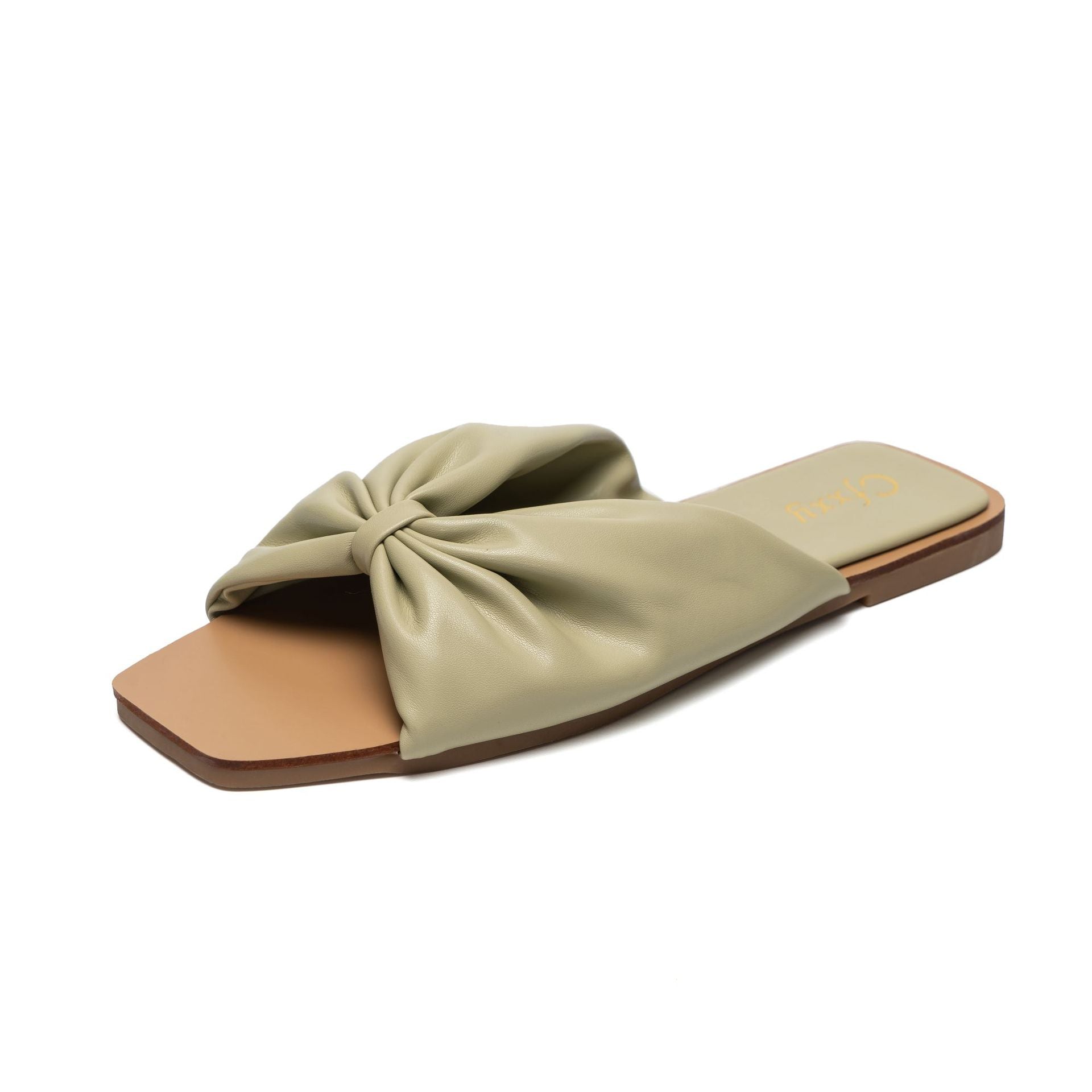 Bowknot Sandals And Slippers Women's Square Head Flat-bottomed Women's Slippers