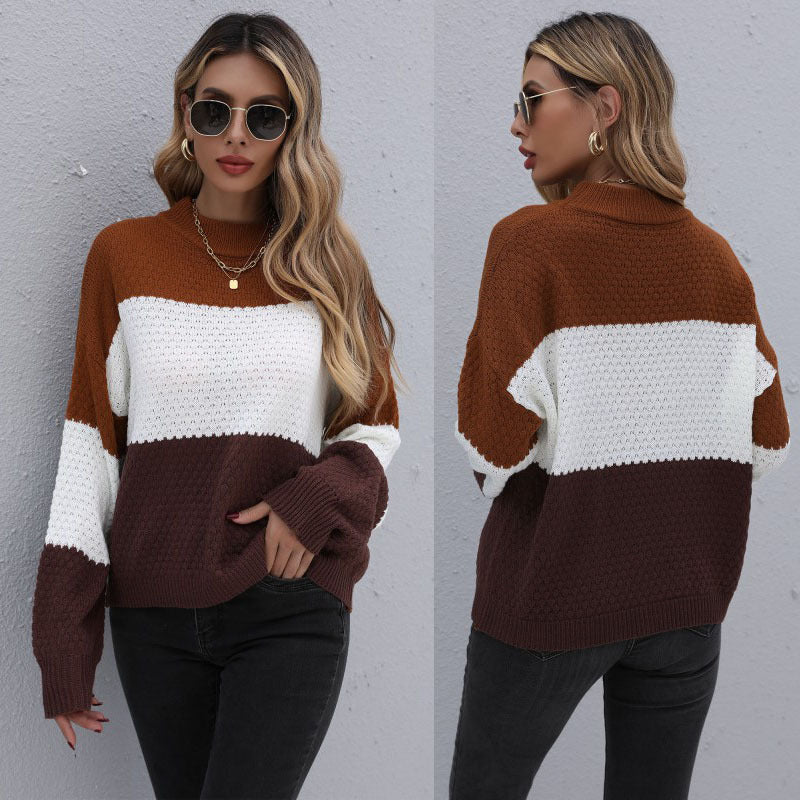 Round Neck Long Sleeve Knit Pullover Loose Sweater