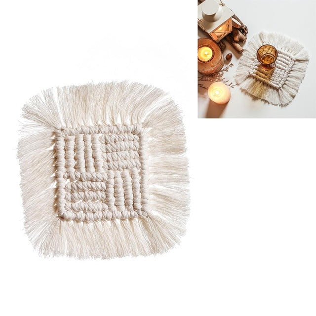 Handwoven Macrame Coasters Cotton Rope Braided Placemats