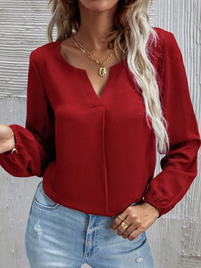 Loose Pullover Chiffon Temperament Commuter Solid Color Long-sleeved Bottoming Shirt