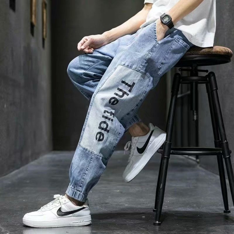 Stretch Jeans Men's Leggings Elastic Waist Plus Size Harem Pants
